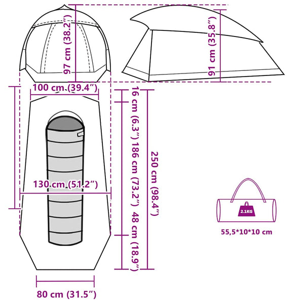 1-Personen-Zelt Kuppelzelt Grün - Nordbrist