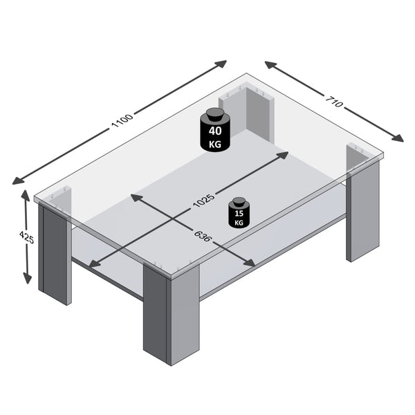 FMD Coffee Table with Storage in Oak Brown