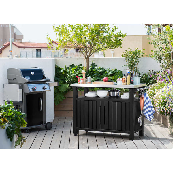 Keter Unity XL Multifunctional Garden Table for Grill, Wood Look