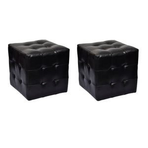 Schwarzer Würfelhocker, 2er-Set