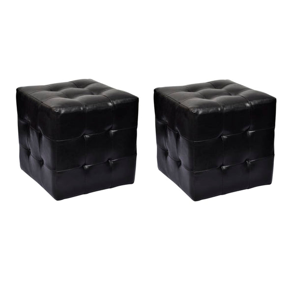 Schwarzer Würfelhocker, 2er-Set