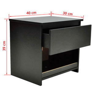 vidaXL Bedside Cabinets 2 pcs with 1 Drawer Black