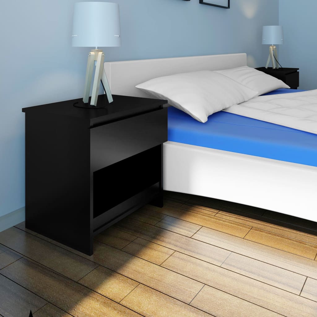 vidaXL Bedside Cabinets 2 pcs with 1 Drawer Black