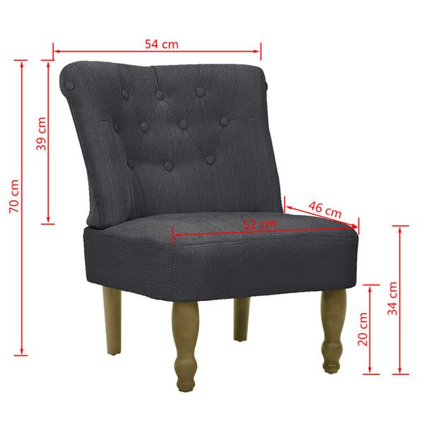 vidaXL French Chair Grey Fabric