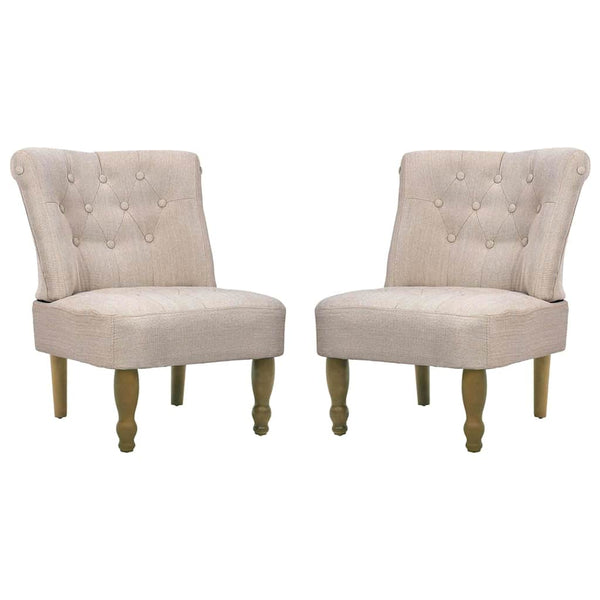 vidaXL French Chairs 2 pcs. Cream Fabric