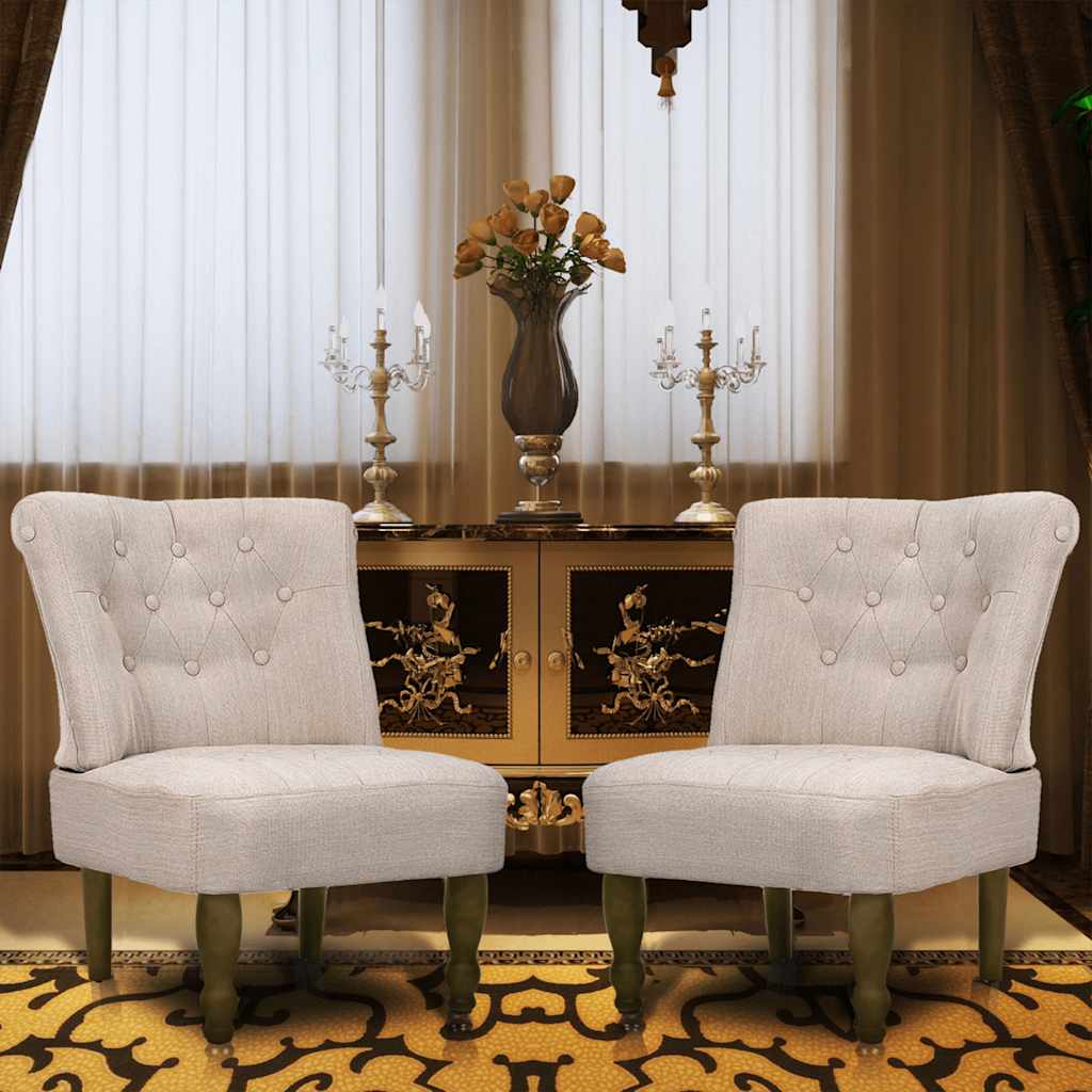vidaXL French Chairs 2 pcs. Cream Fabric