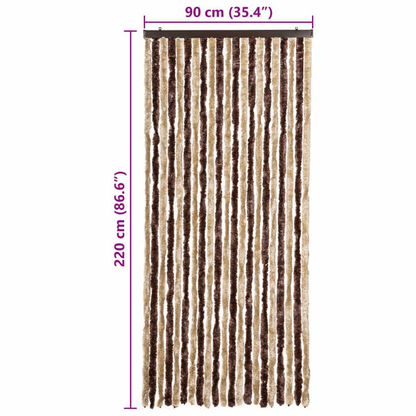 vidaXL Insect Screen Curtain Beige and Light Brown 90x220 cm Chenille