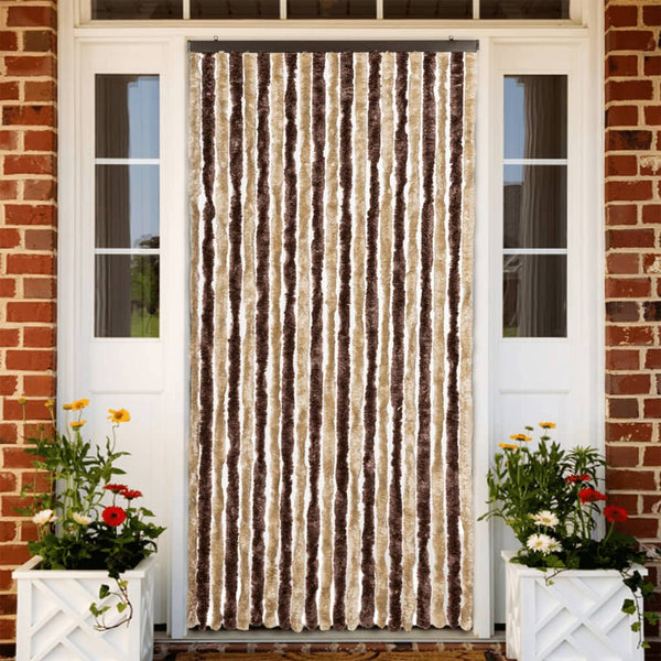 vidaXL Insect Screen Curtain Beige and Light Brown 90x220 cm Chenille