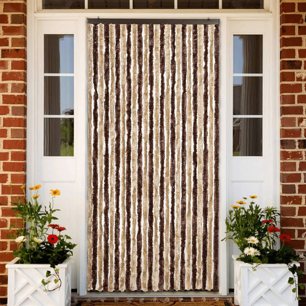 vidaXL Insect Screen Curtain Beige and Light Brown 100x220 cm Chenille