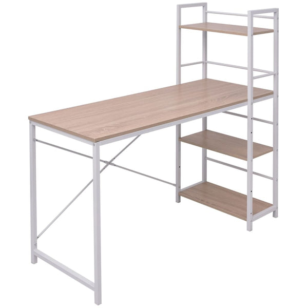 vidaXL Desk with 4-Shelf Bookcase Oak