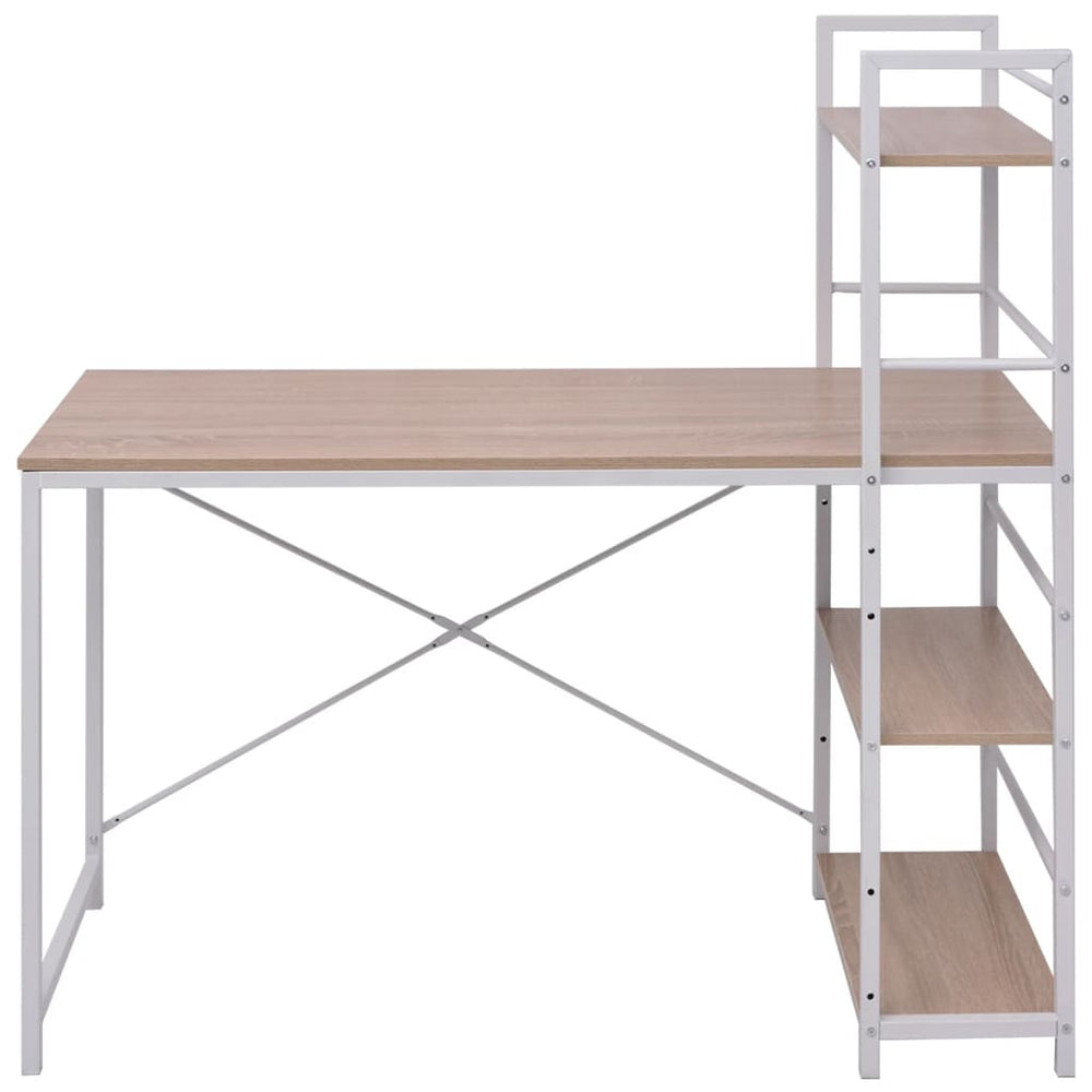 vidaXL Desk with 4-Shelf Bookcase Oak
