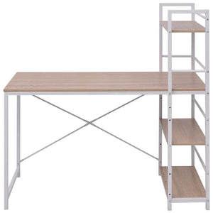 vidaXL Desk with 4-Shelf Bookcase Oak