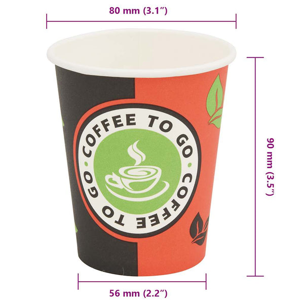 vidaXL 1000 Pcs. Disposable Coffee Cups Cardboard 240 ml (8 oz)