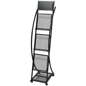 30098 vidaXL Magazine Rack 40 x 32 x 131 cm Black A4
