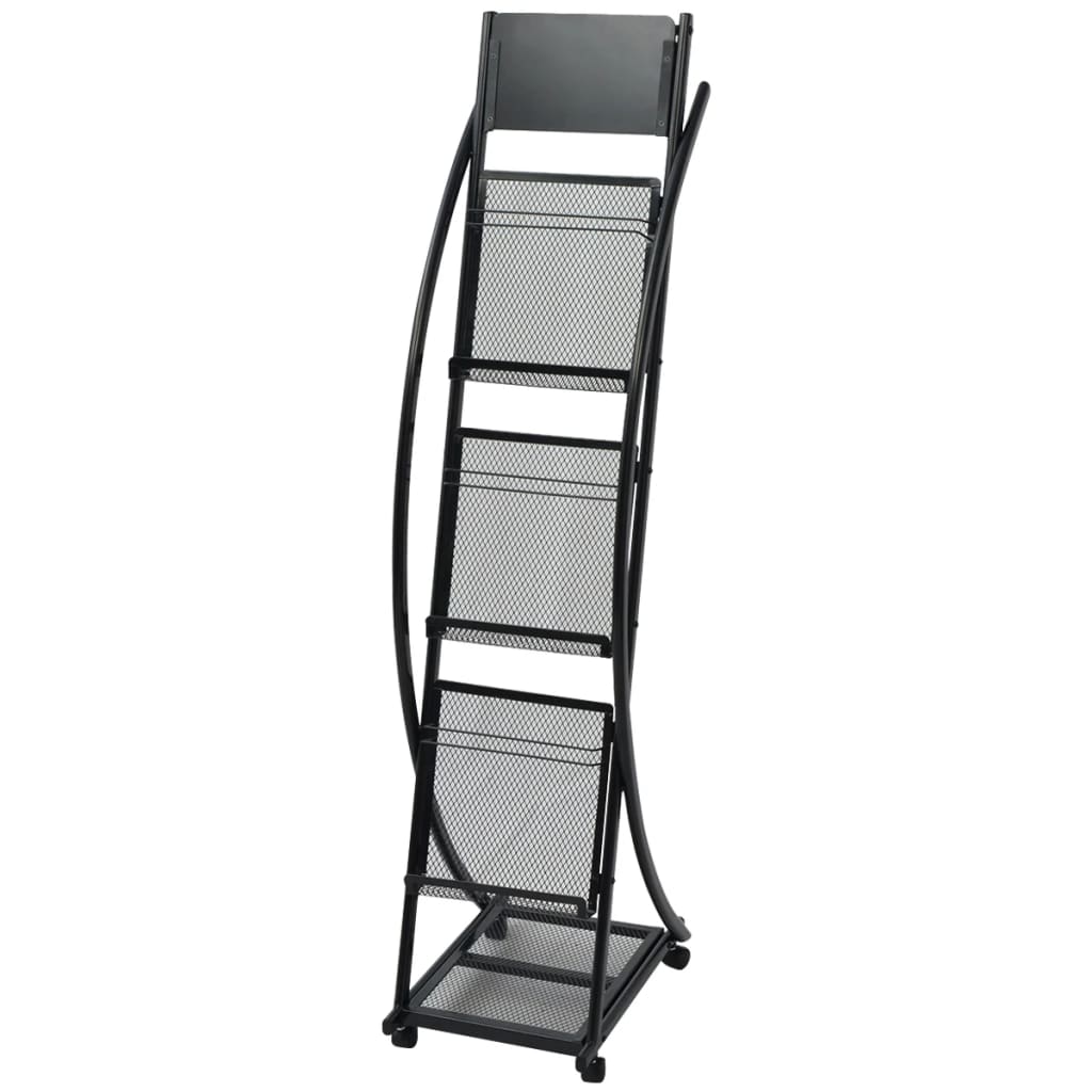 30098 vidaXL Magazine Rack 40 x 32 x 131 cm Black A4