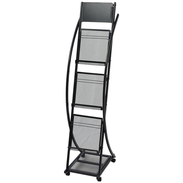 30098 vidaXL Magazine Rack 40 x 32 x 131 cm Black A4