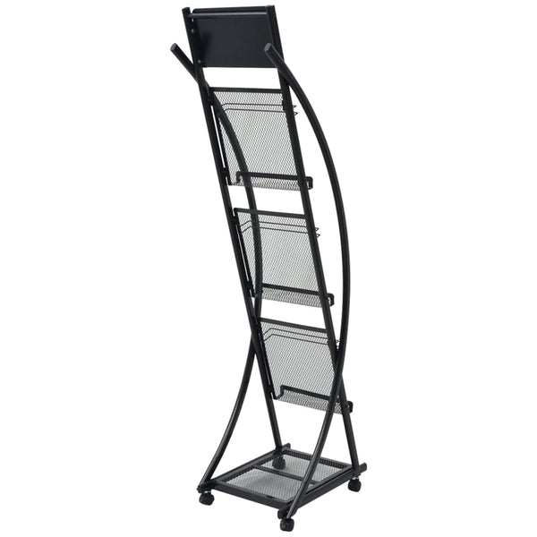 30098 vidaXL Magazine Rack 40 x 32 x 131 cm Black A4