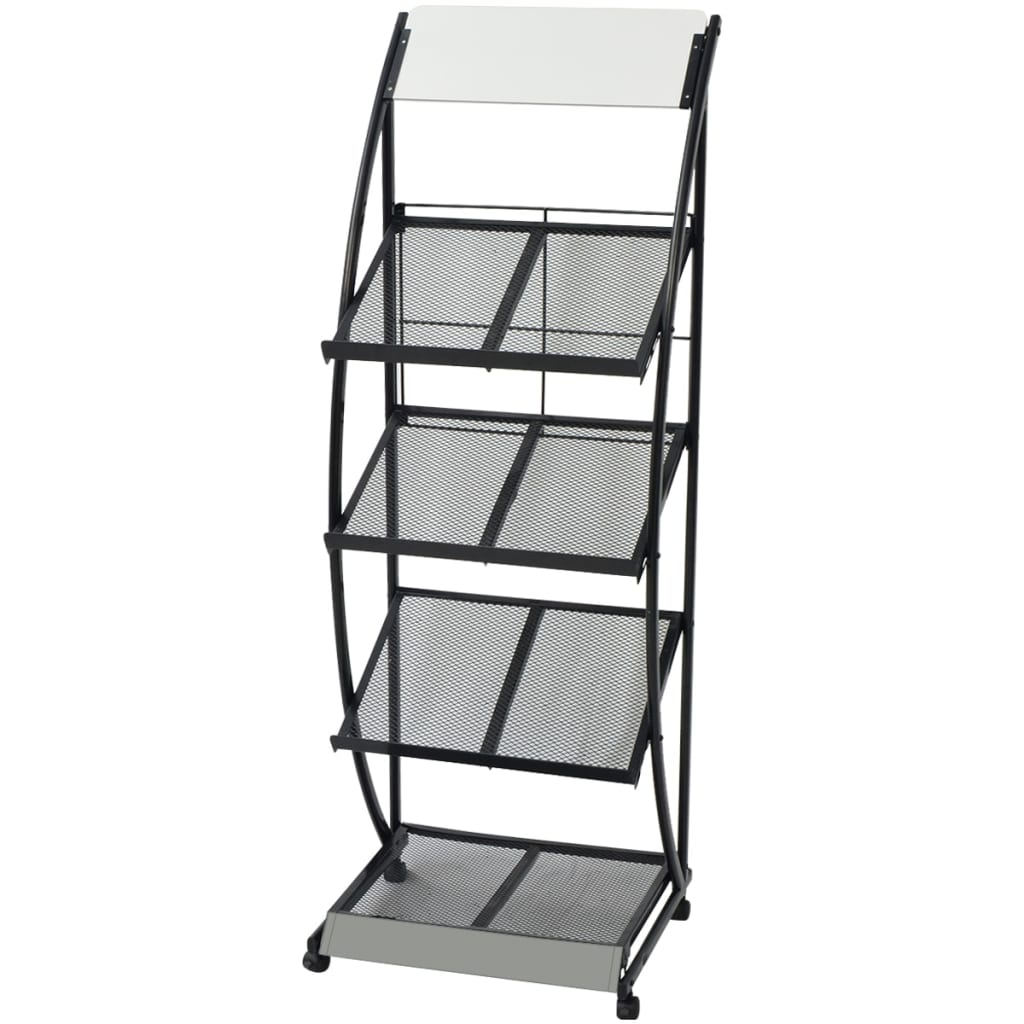 vidaXL Magazine Rack 47 x 40 x 134 cm Black and White A4