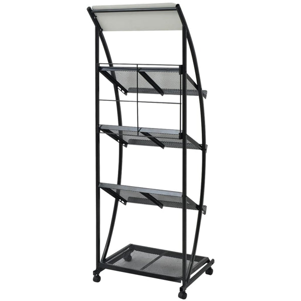 vidaXL Magazine Rack 47 x 40 x 134 cm Black and White A4