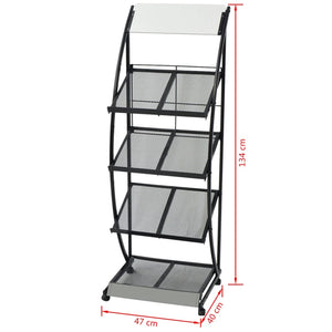 vidaXL Magazine Rack 47 x 40 x 134 cm Black and White A4