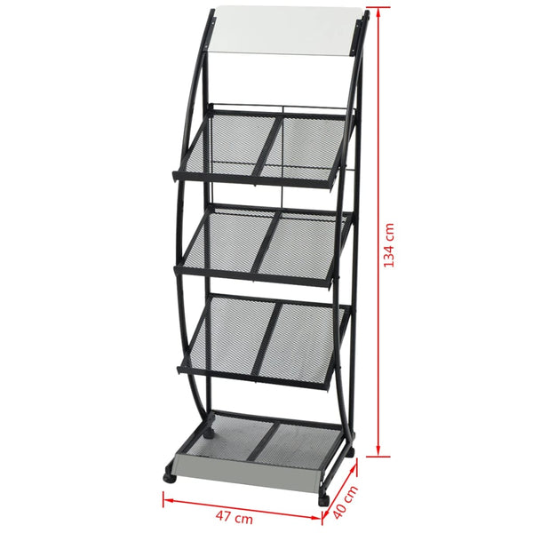 vidaXL Magazine Rack 47 x 40 x 134 cm Black and White A4