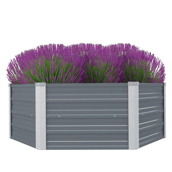 vidaXL Raised Garden Bed 129 x 129 x 45 cm Galvanized Steel Grey
