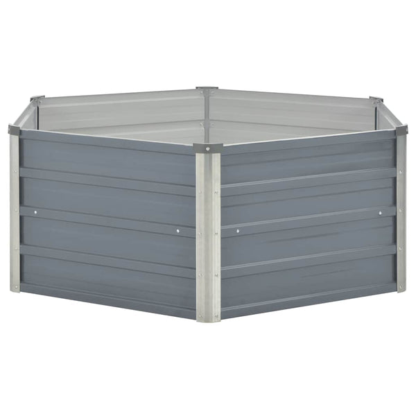 vidaXL Raised Garden Bed 129 x 129 x 45 cm Galvanized Steel Grey