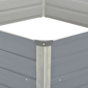 vidaXL Raised Garden Bed 129 x 129 x 45 cm Galvanized Steel Grey