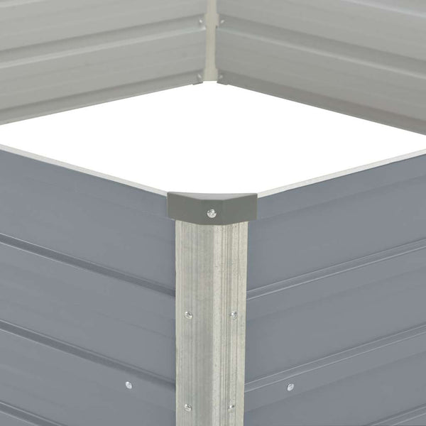 vidaXL Raised Garden Bed 129 x 129 x 45 cm Galvanized Steel Grey