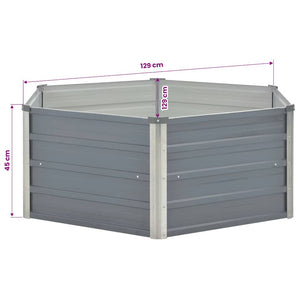 vidaXL Raised Garden Bed 129 x 129 x 45 cm Galvanized Steel Grey