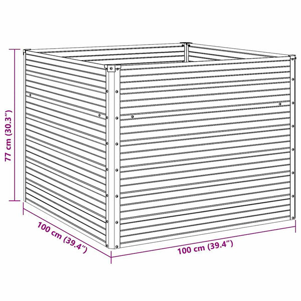 vidaXL Raised Garden Bed 100 x 100 x 77 cm Galvanized Steel Grey