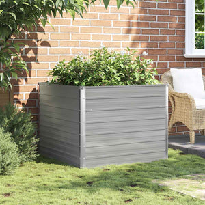 vidaXL Raised Garden Bed 100 x 100 x 77 cm Galvanized Steel Grey