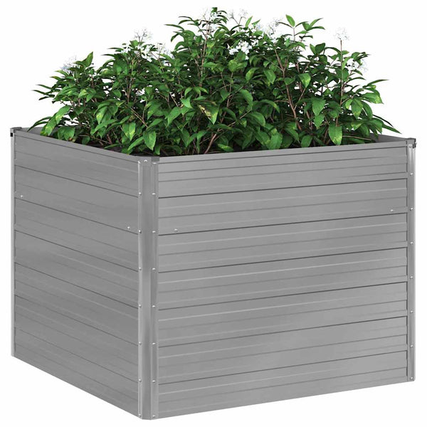 vidaXL Raised Garden Bed 100 x 100 x 77 cm Galvanized Steel Grey