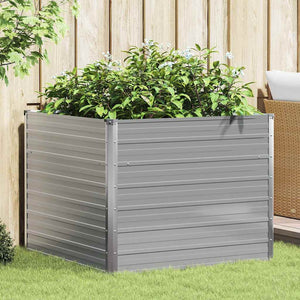 vidaXL Raised Garden Bed 100 x 100 x 77 cm Galvanized Steel Grey