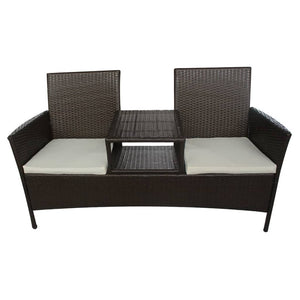 2-Sitzer Gartensofa mit Tisch, Braun