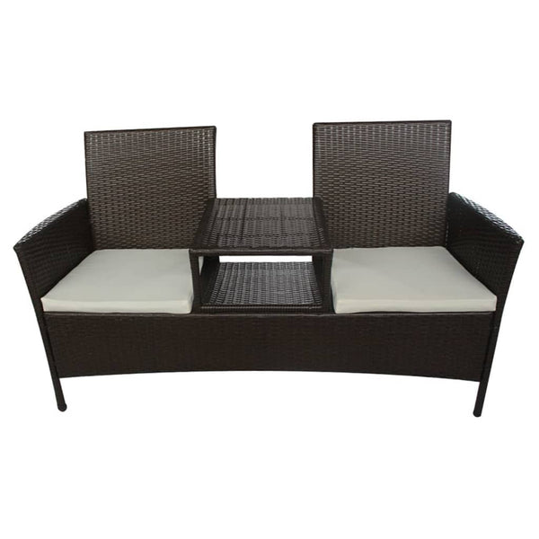 2-Sitzer Gartensofa mit Tisch, Braun