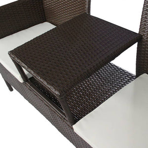 2-Sitzer Gartensofa mit Tisch, Braun