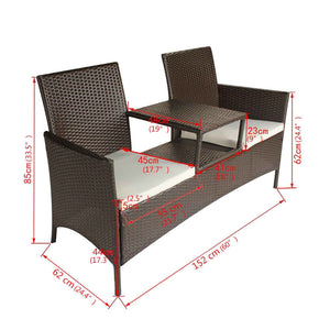 2-Sitzer Gartensofa mit Tisch, Braun