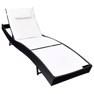 Schwarze Poly Rattan Sonnenliege