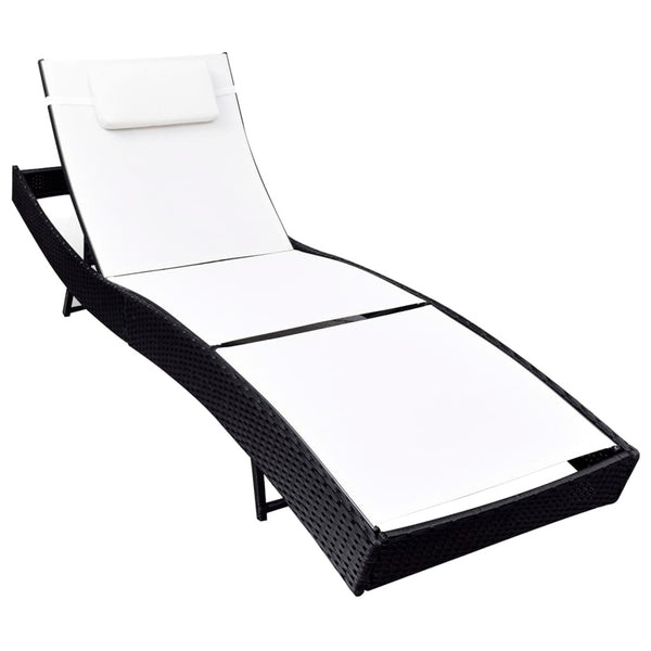 Schwarze Poly Rattan Sonnenliege