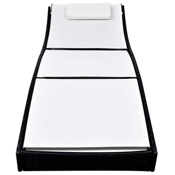 Schwarze Poly Rattan Sonnenliege