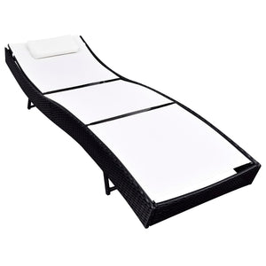 Schwarze Poly Rattan Sonnenliege