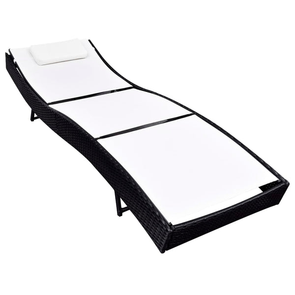 Schwarze Poly Rattan Sonnenliege