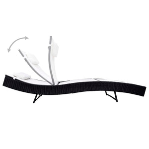 Schwarze Poly Rattan Sonnenliege
