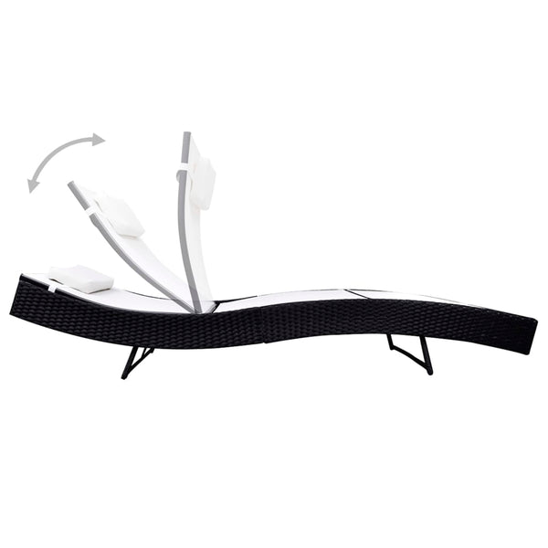 Schwarze Poly Rattan Sonnenliege