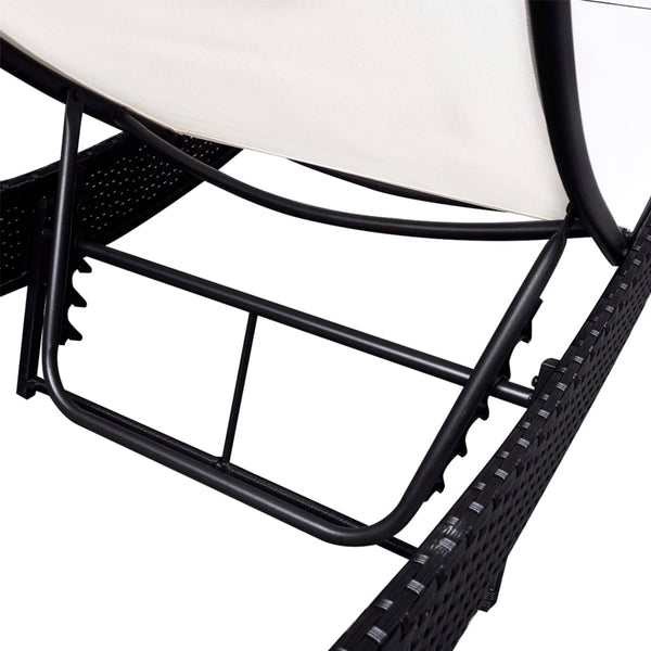 Schwarze Poly Rattan Sonnenliege