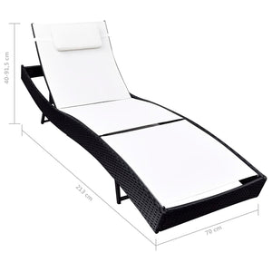 Schwarze Poly Rattan Sonnenliege
