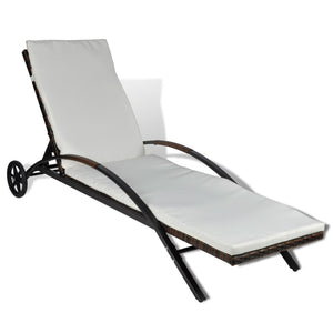 Poly Rattan Sonnenliege mit Polster Braun