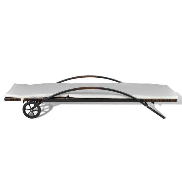 Poly Rattan Sonnenliege mit Polster Braun
