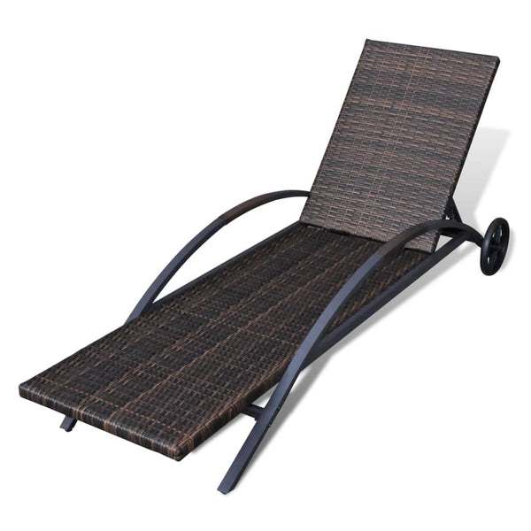 Poly Rattan Sonnenliege mit Polster Braun